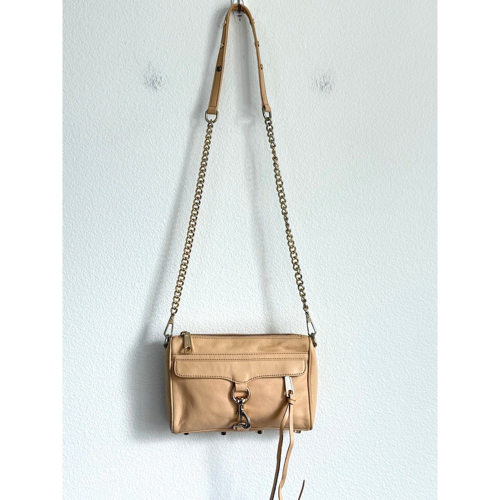 Rebecca‎ Minkoff Mini MAC Crossbody Bag Small Tan Leather Boho Gold Chain Strap